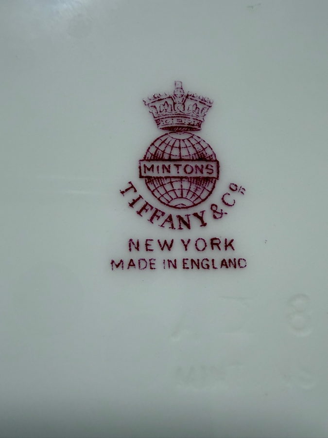 Antique Minton H3995 For Tiffany & Co. Fine China Dinner Service Set With Gold Encrusted Burgundy Rim (RSF) [Photo 10]