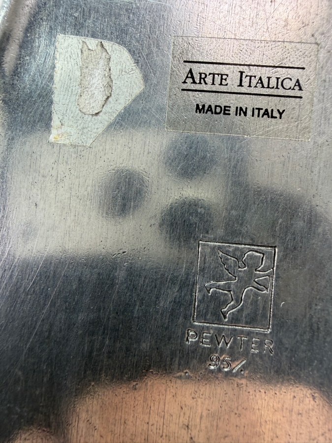 Arte Italica Handcrafted Italian Pewter Decorative Swan Serving Tray Featuring Authentic Artisan Hallmarks and High-Grade 95% Tin Alloy Finish 11'W X 7'H [Photo 4]