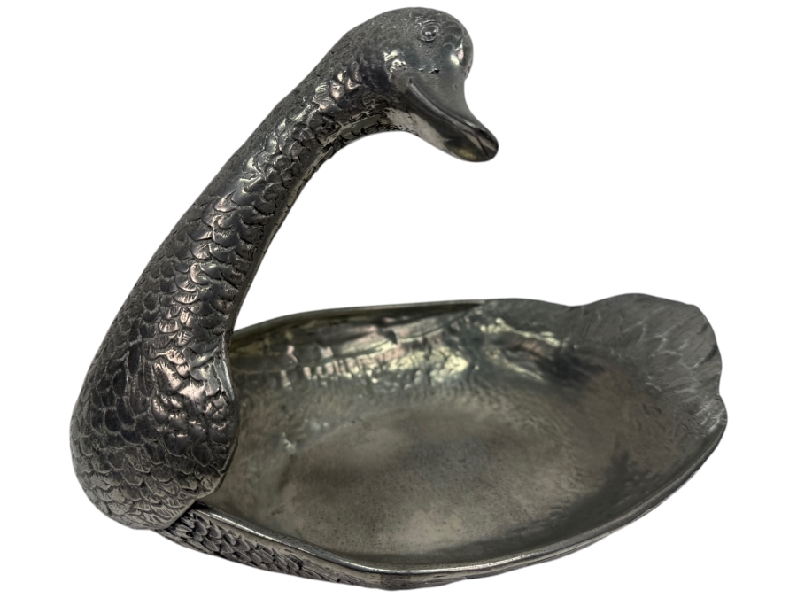 Arte Italica Handcrafted Italian Pewter Decorative Swan Serving Tray Featuring Authentic Artisan Hallmarks and High-Grade 95% Tin Alloy Finish 11'W X 7'H
