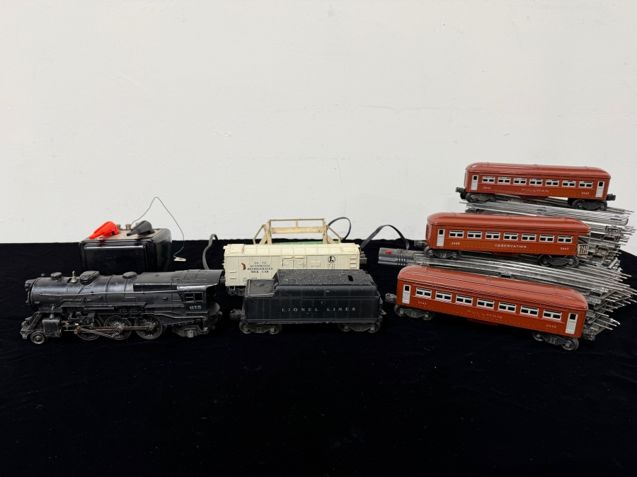 Vintage 1940s Lionel Postwar O-Gauge Train Set Featuring A Lionel 675 Steam Locomotive, Whistle Tender, Passenger Cars, Automatic Refrigerated Milk Car, Tracks, Lionel Type 1033 Multi-Control Transformer And More [Photo 2]