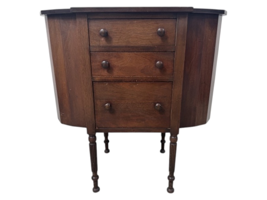Just Added - Vintage Martha Washington Sewing Cabinet with Flip Top Side Bins and Three Center Drawers 28'W x 14.5'D x 28.5'H