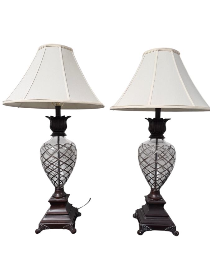 Pair Of Ethan Allen Pineapple Lamps 34'H