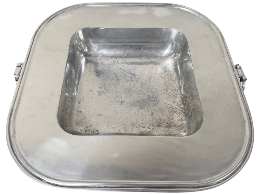 Large Metal Pewter Square Dish With Handles 20.5'W X 19.5'D X 4'H (RSF)