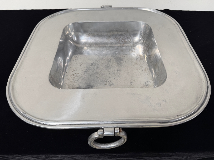 Large Metal Pewter Square Dish With Handles 20.5'W X 19.5'D X 4'H (RSF) [Photo 3]