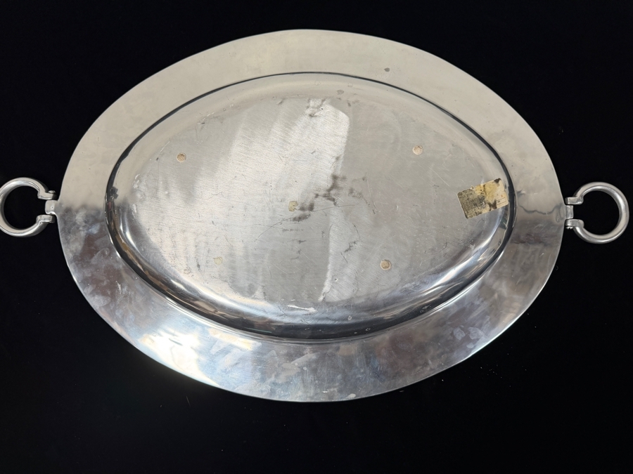Extra Large Metal Pewter Oval Dish With Handles 27.5'W X 19.5'D X 4'H Retails $250 (RSF) [Photo 4]
