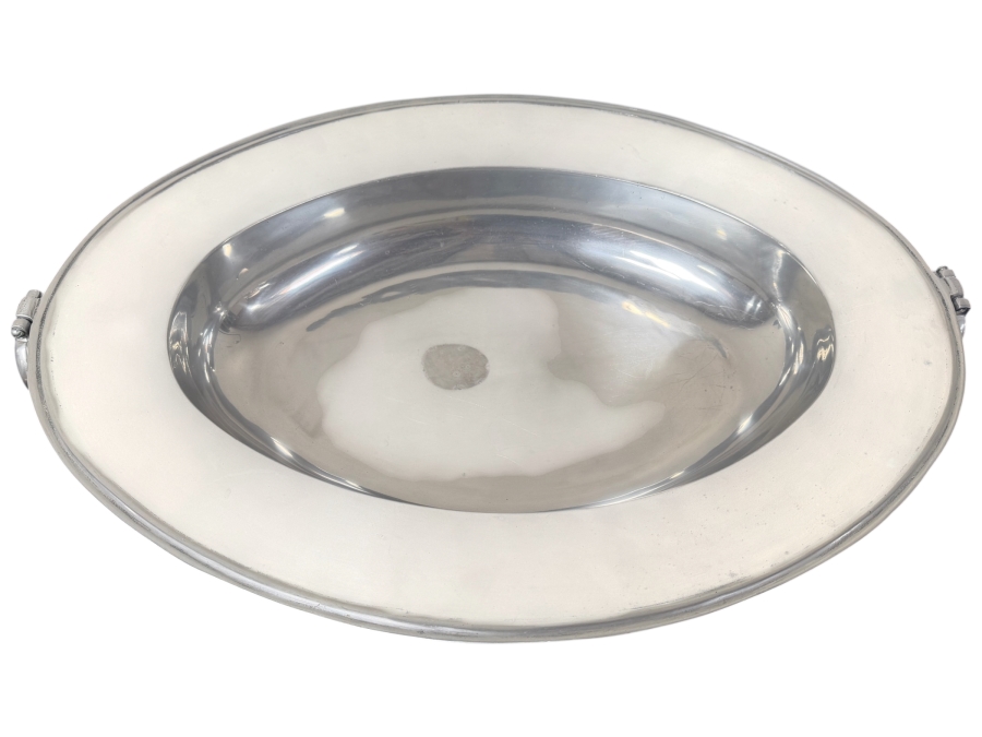 Extra Large Metal Pewter Oval Dish With Handles 27.5'W X 19.5'D X 4'H Retails $250 (RSF)