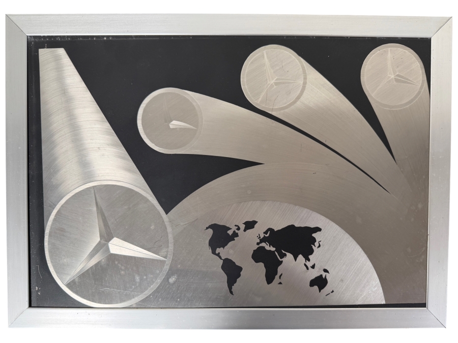 Etched Metal Mercedes-Benz Artwork Signed Klopsh 1978 20 X 14