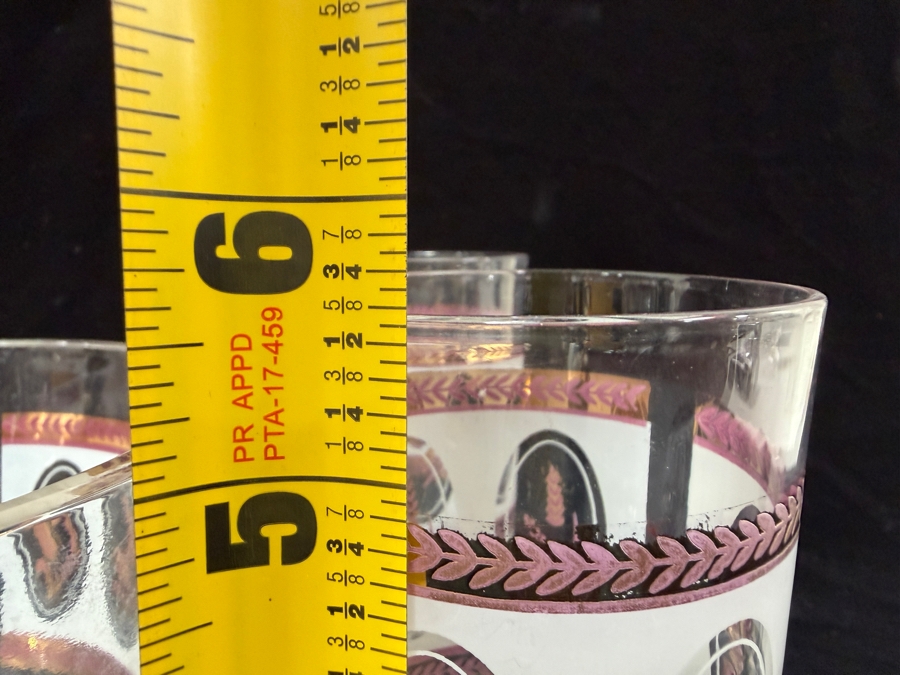 Vintage Brockway Glass Co. Golden Wheat Frosted Gold Trim Cocktail Tumblers and Matching Ice Bucket Set 5' - 5.5'H [Photo 5]