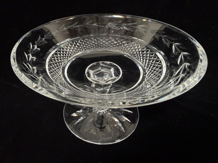 Waterford Crystal Glandore Pattern Pedestal Compote Bowl With Diamond Point Cuts 4'H [Photo 4]