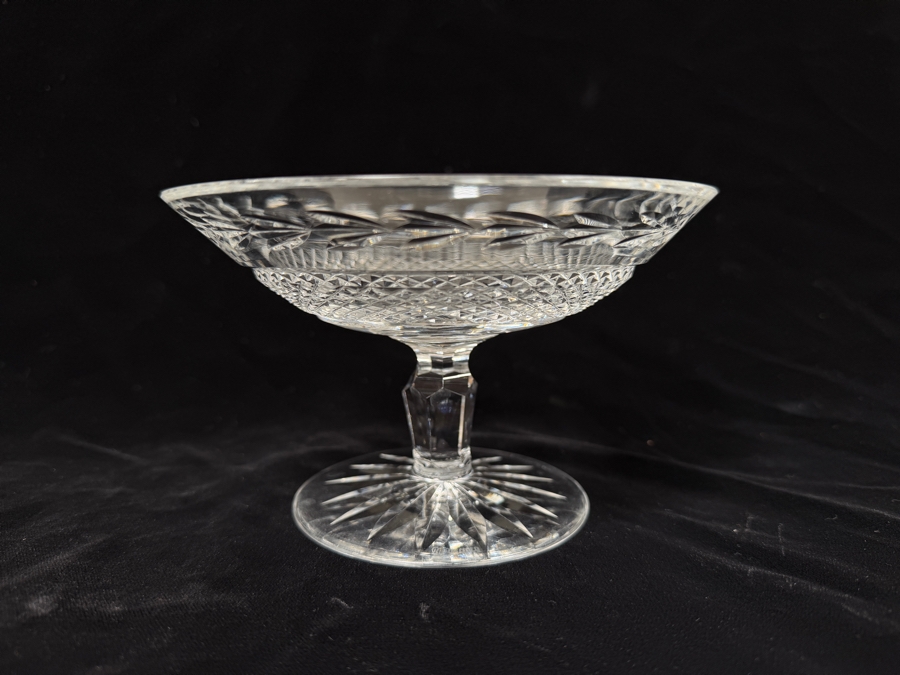Waterford Crystal Glandore Pattern Pedestal Compote Bowl With Diamond Point Cuts 4'H [Photo 6]