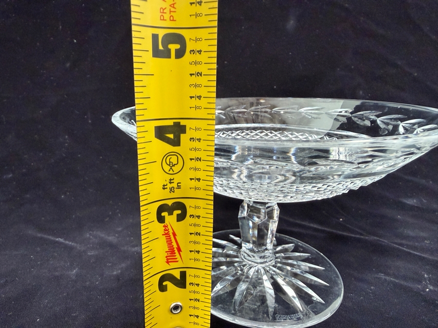 Waterford Crystal Glandore Pattern Pedestal Compote Bowl With Diamond Point Cuts 4'H [Photo 8]