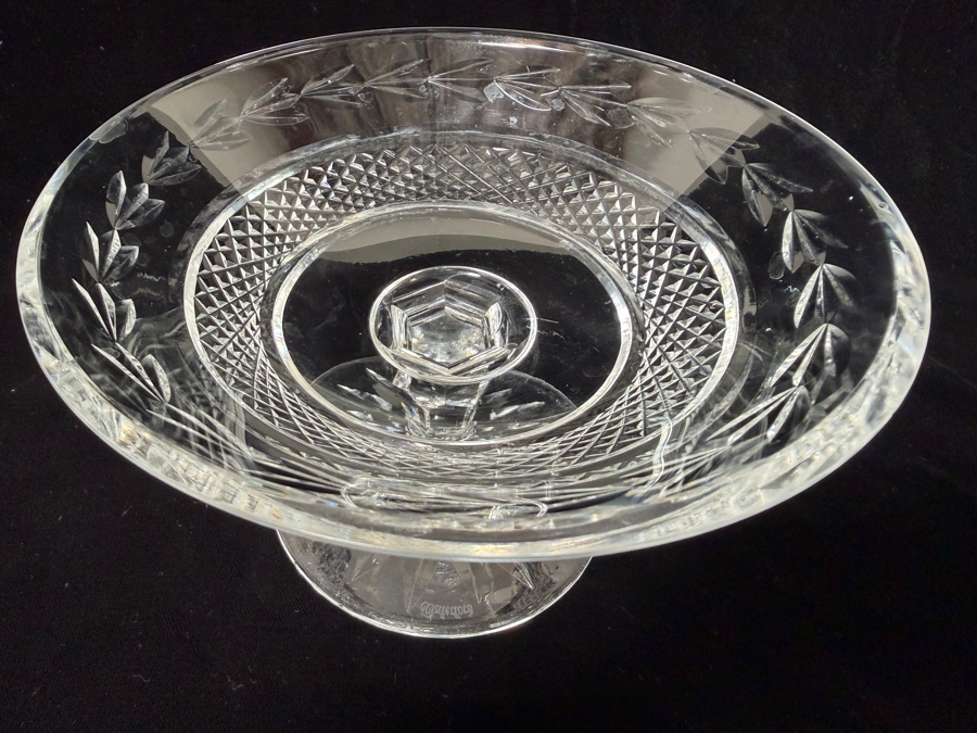 Waterford Crystal Glandore Pattern Pedestal Compote Bowl With Diamond Point Cuts 4'H [Photo 2]
