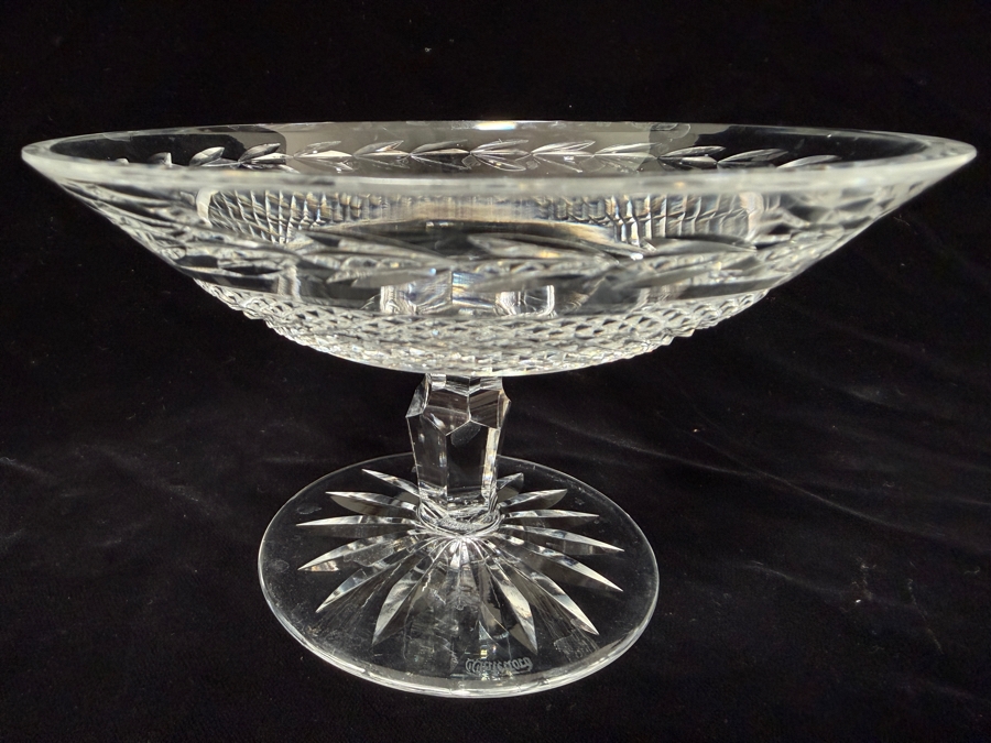 Waterford Crystal Glandore Pattern Pedestal Compote Bowl With Diamond Point Cuts 4'H [Photo 3]
