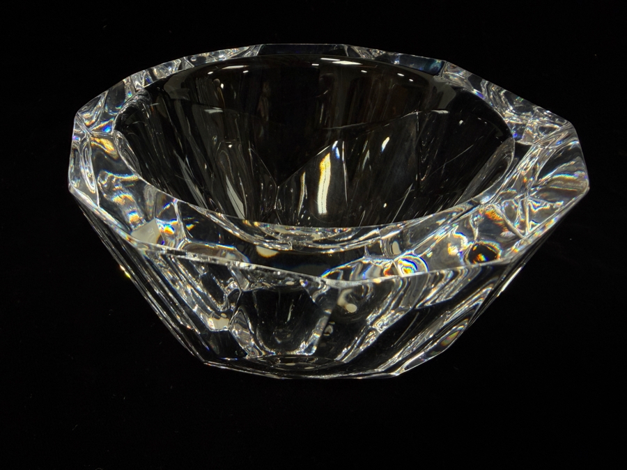Vintage Signed Orrefors Zenith Faceted Crystal Bowl Designed By Anne Nilsson 5'W X 3.25'H [Photo 3]