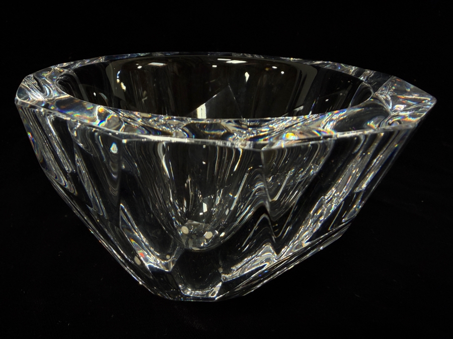 Vintage Signed Orrefors Zenith Faceted Crystal Bowl Designed By Anne Nilsson 5'W X 3.25'H [Photo 6]