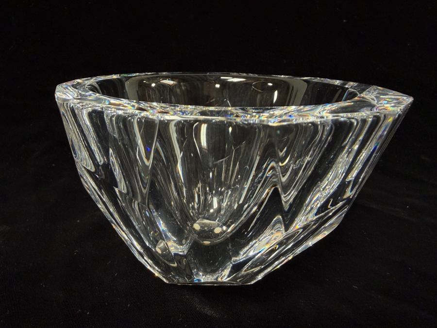 Vintage Signed Orrefors Zenith Faceted Crystal Bowl Designed By Anne Nilsson 5'W X 3.25'H [Photo 4]