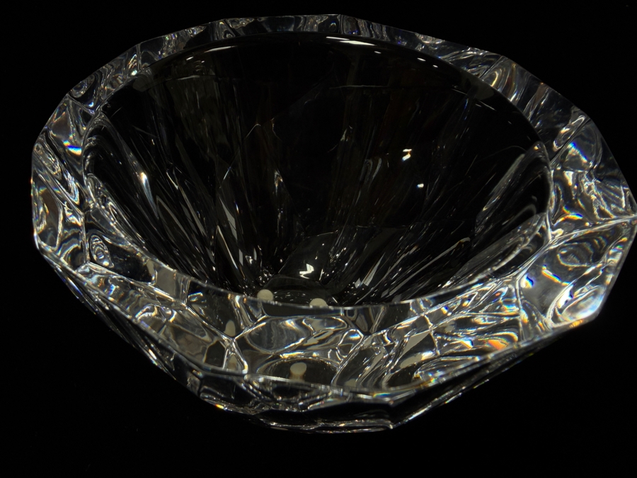 Vintage Signed Orrefors Zenith Faceted Crystal Bowl Designed By Anne Nilsson 5'W X 3.25'H [Photo 7]