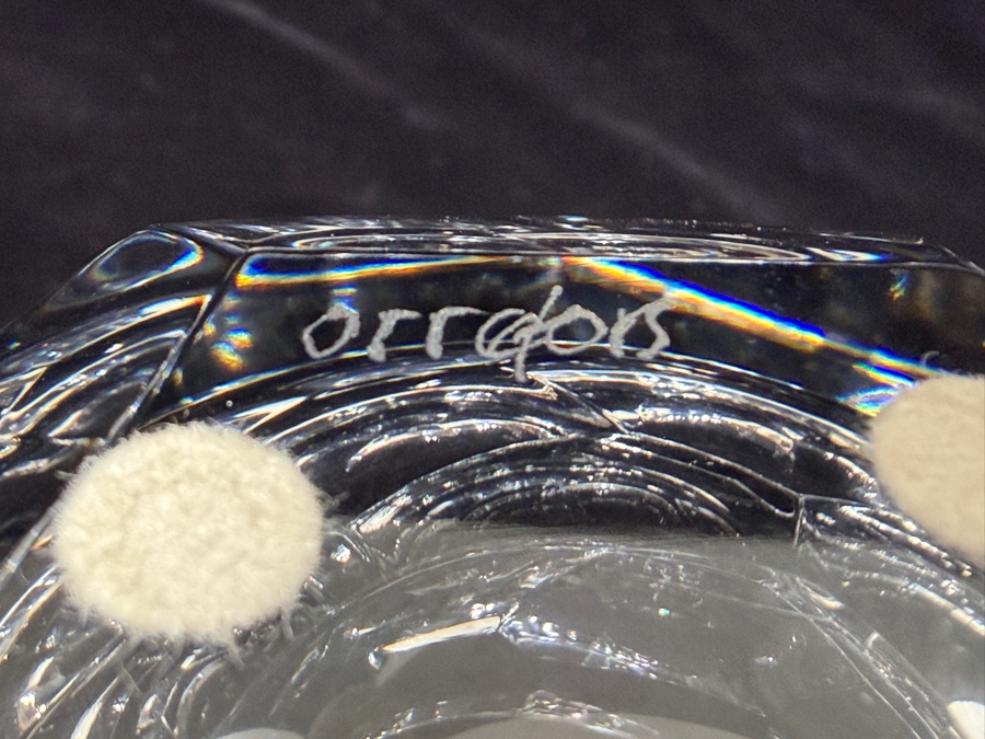 Vintage Signed Orrefors Zenith Faceted Crystal Bowl Designed By Anne Nilsson 5'W X 3.25'H [Photo 9]