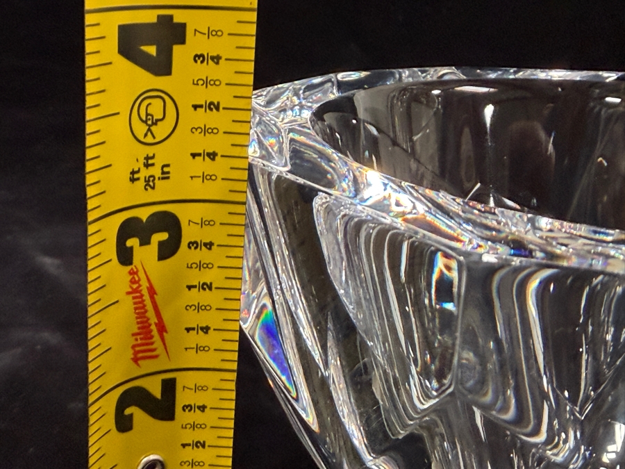 Vintage Signed Orrefors Zenith Faceted Crystal Bowl Designed By Anne Nilsson 5'W X 3.25'H [Photo 11]