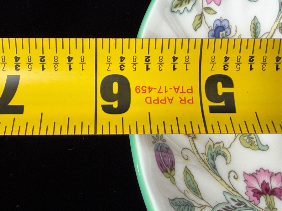 Minton Haddon Hall Fine Bone China Tea Cups and Saucers With Floral Chintz Pattern and Green Trim [Photo 6]