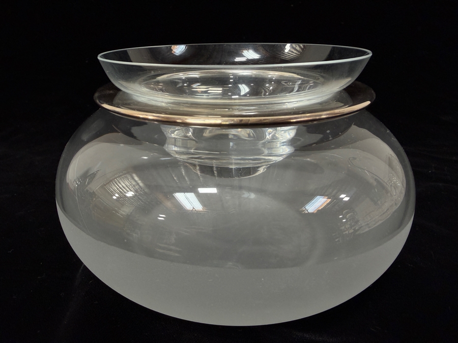 Vintage Saint Hilaire French First Quality Silver-Plated And Glass Caviar Bowl Serving Dish Set 6'W X 4'H [Photo 2]