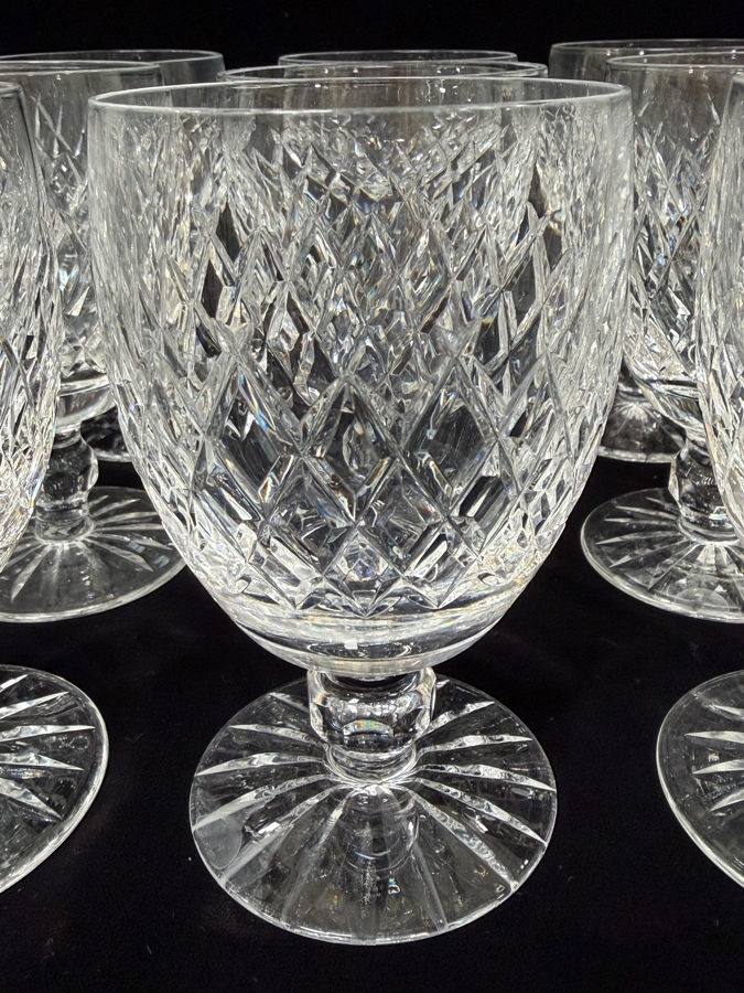 (15) Waterford Crystal Boyne Cut Foot Water Goblets With Authentic Star Cut Base 5.25'H [Photo 7]