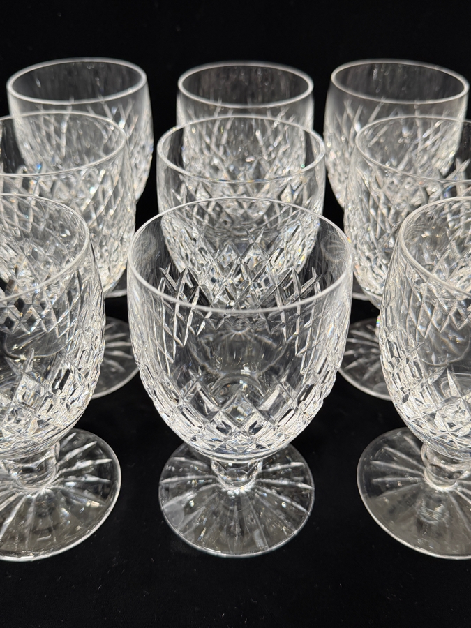 (15) Waterford Crystal Boyne Cut Foot Water Goblets With Authentic Star Cut Base 5.25'H [Photo 9]