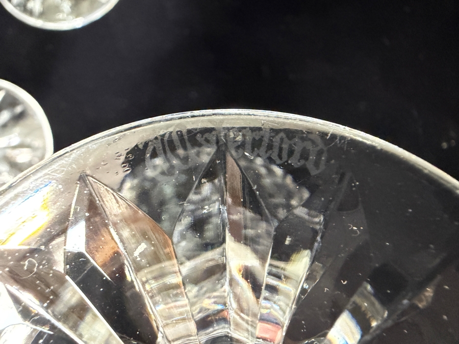 (5) Waterford Crystal Boyne Cut Foot Water Goblets With Authentic Star Cut Base 5.25'H Skinnier Diameter Than Previous Listing [Photo 7]