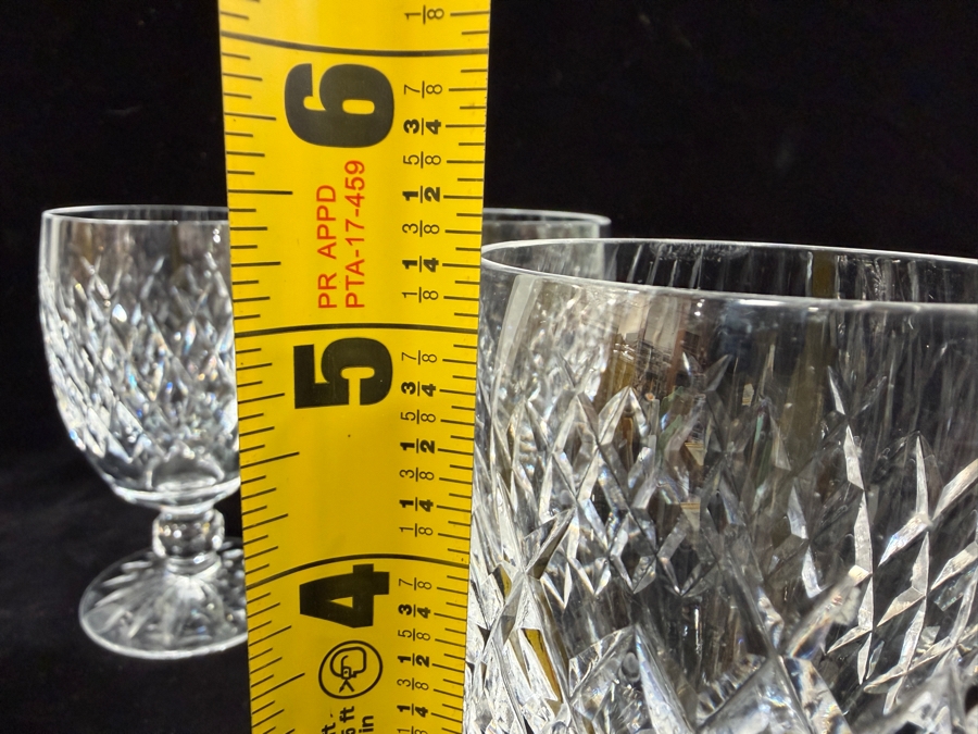 (5) Waterford Crystal Boyne Cut Foot Water Goblets With Authentic Star Cut Base 5.25'H Skinnier Diameter Than Previous Listing [Photo 8]