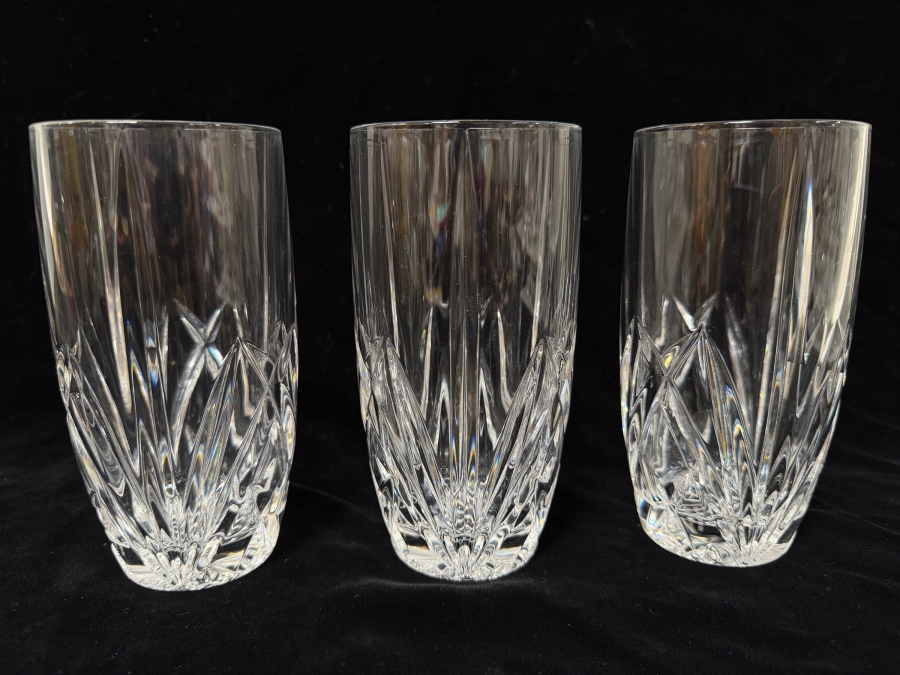 Set of (3) Marquis By Waterford Brookside 12 oz. Highball Cut Crystal Glasses 6'H [Photo 2]