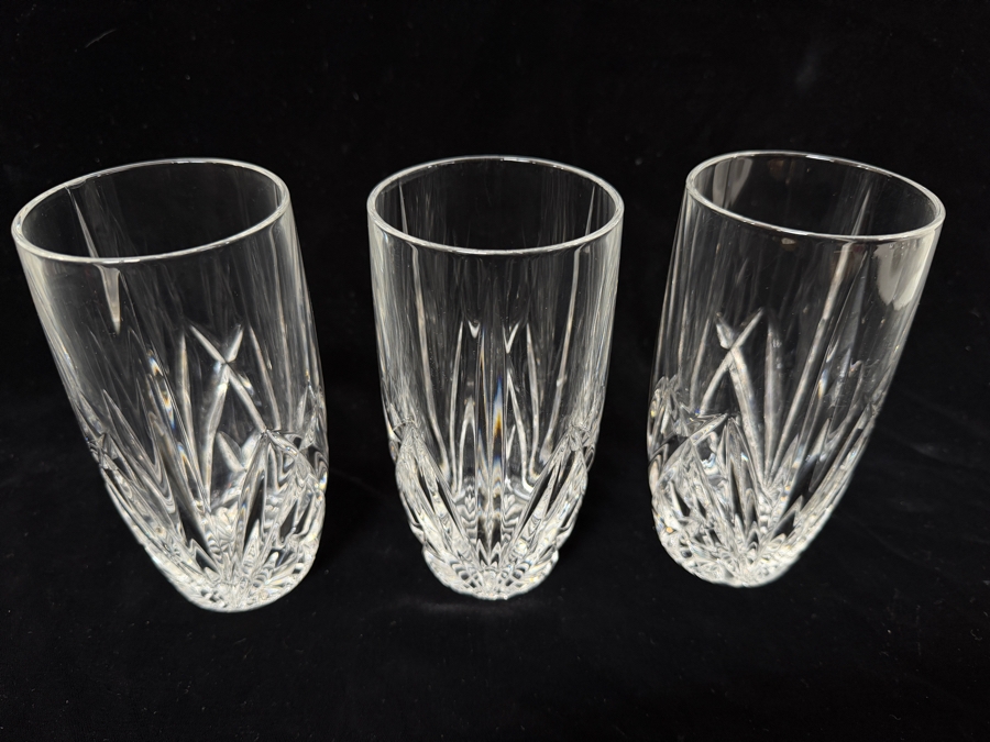 Set of (3) Marquis By Waterford Brookside 12 oz. Highball Cut Crystal Glasses 6'H [Photo 4]