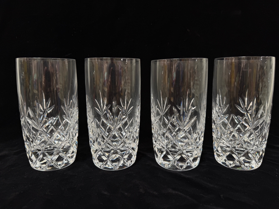 Vintage Lenox Charleston Cut Crystal Highball Glass With Diamond And Fan Pattern, Made In USA. 6'H