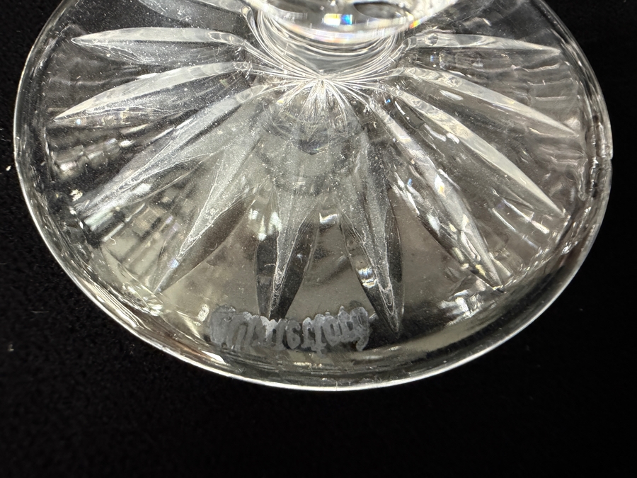 (14) Waterford Crystal Boyne Pattern Claret Wine Glasses With Criss-Cross Cut Bowls And Star-Cut Bases, 4.75'H  [Photo 5]