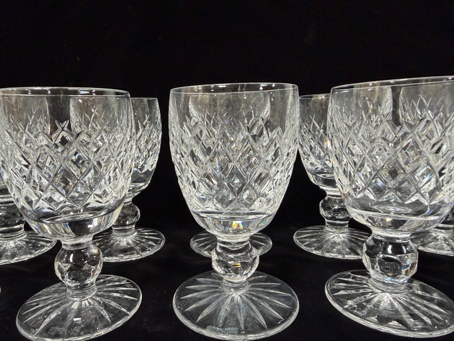 (14) Waterford Crystal Boyne Pattern Claret Wine Glasses With Criss-Cross Cut Bowls And Star-Cut Bases, 4.75'H  [Photo 4]