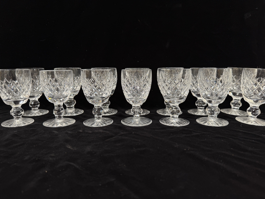(14) Waterford Crystal Boyne Pattern Claret Wine Glasses With Criss-Cross Cut Bowls And Star-Cut Bases, 4.75'H  [Photo 2]