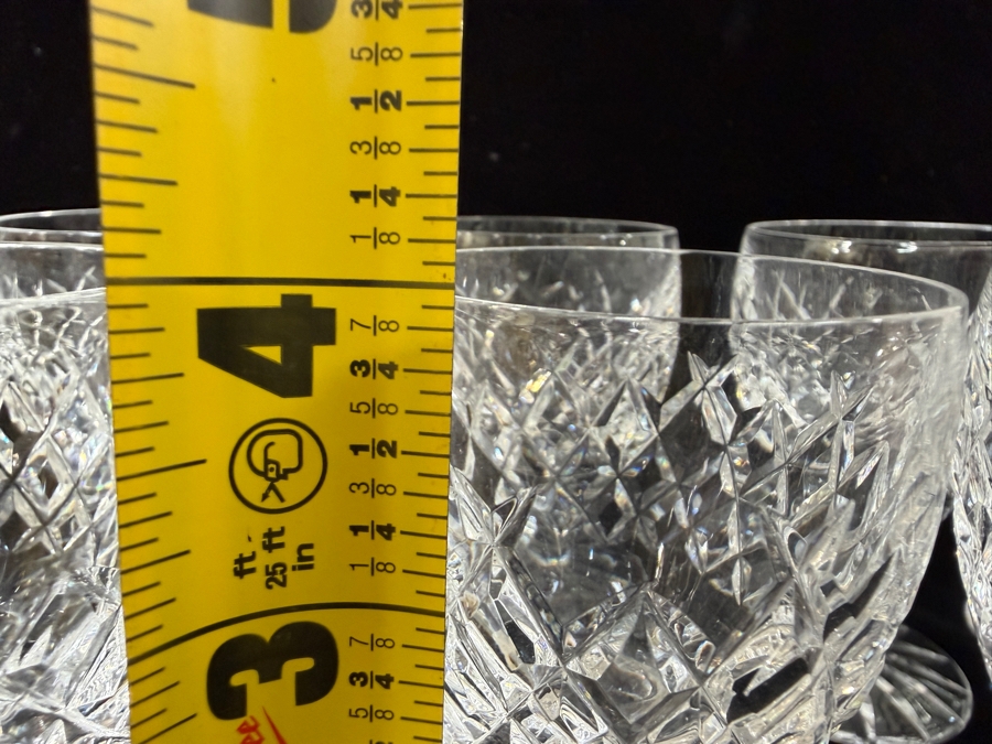 (14) Waterford Crystal Boyne Pattern Claret Wine Glasses With Criss-Cross Cut Bowls And Star-Cut Bases, 4.75'H  [Photo 6]