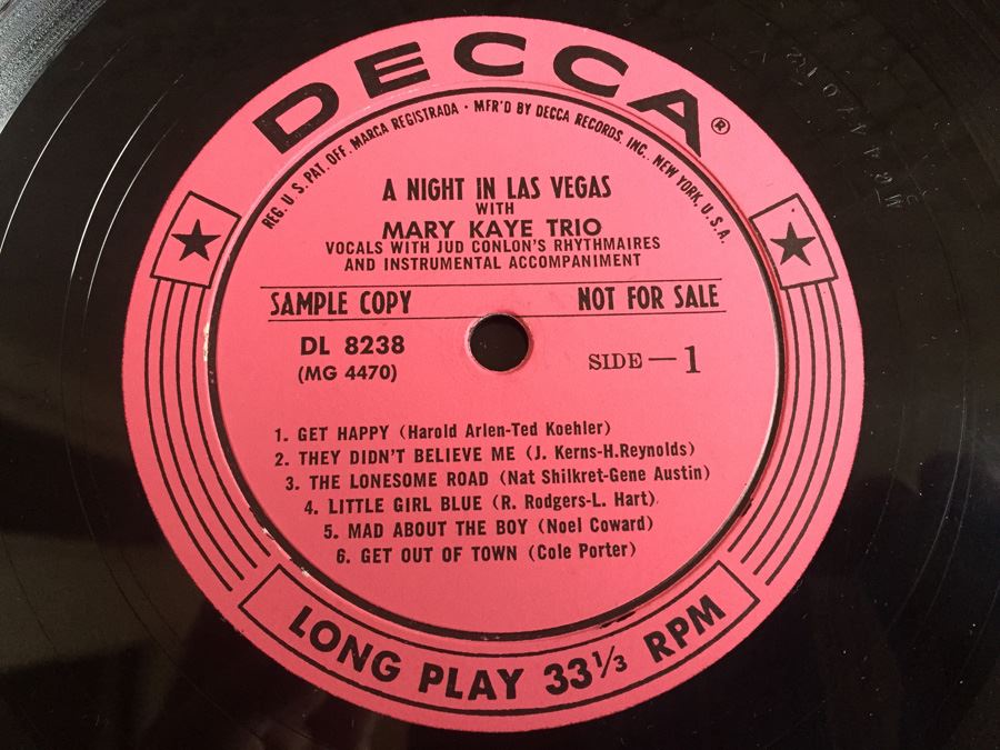 Mary Kaye Trio, The ‎- A Night In Las Vegas With The Mary Kaye Trio - DL 8238 - PROMO [Photo 4]