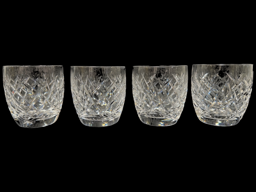 (4) Waterford Crystal Donegal Pattern 9 Oz Old Fashioned Glasses 3.375'H