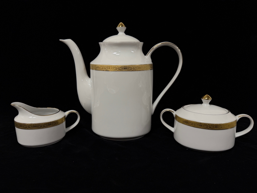 Timeless Treasures Gold Porcelain Coffee And Tea Service Set, 22-Karat Gold Trim, Pattern 9727 9.75'H [Photo 2]