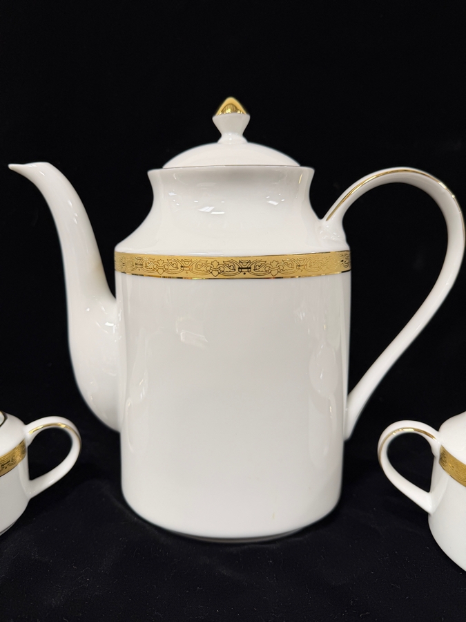 Timeless Treasures Gold Porcelain Coffee And Tea Service Set, 22-Karat Gold Trim, Pattern 9727 9.75'H [Photo 3]
