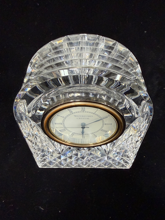 Waterford Crystal Lismore Dome Clock With Gold Trim And Quartz Movement 4.75'W X 2'D X 6'H [Photo 4]