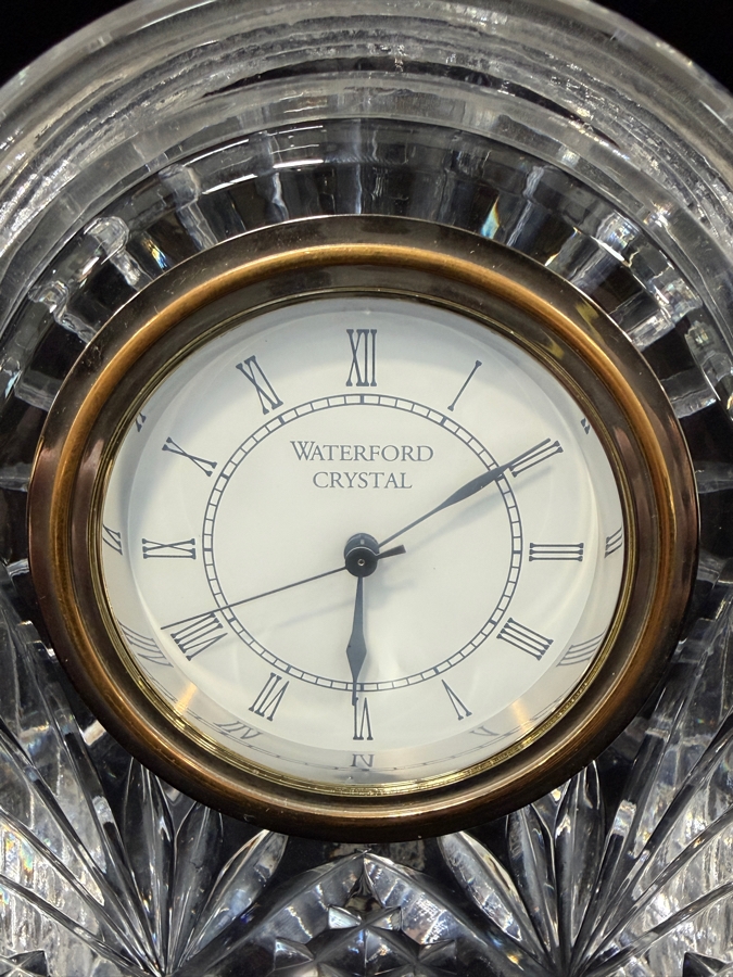 Waterford Crystal Lismore Dome Clock With Gold Trim And Quartz Movement 4.75'W X 2'D X 6'H [Photo 3]