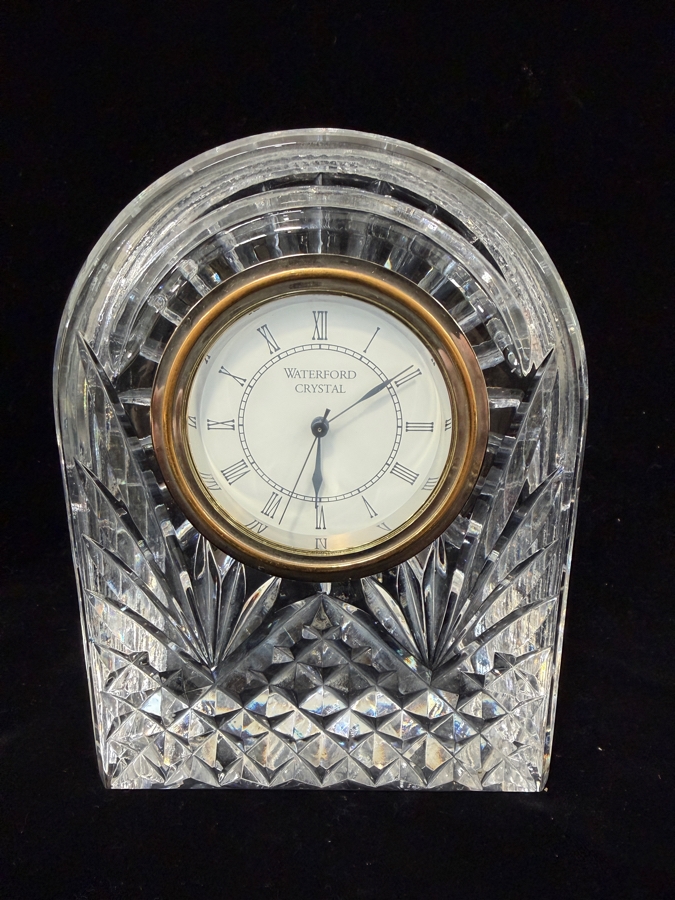 Waterford Crystal Lismore Dome Clock With Gold Trim And Quartz Movement 4.75'W X 2'D X 6'H [Photo 2]