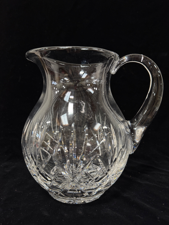 Vintage American Brilliant Style Pinwheel And Fan Cut Crystal Pitcher With Applied Handle [Photo 2]