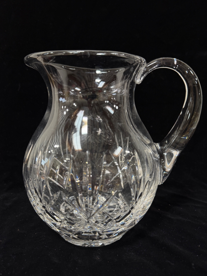 Vintage American Brilliant Style Pinwheel And Fan Cut Crystal Pitcher With Applied Handle