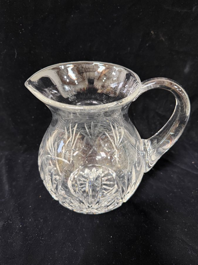 Vintage American Brilliant Style Pinwheel And Fan Cut Crystal Pitcher With Applied Handle [Photo 3]