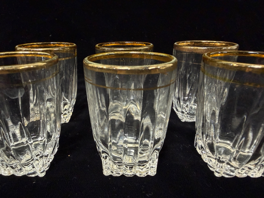 Vintage Federal Glass Park Avenue Gold Rim Whisky Glasses Or Shot Glasses 2'H [Photo 4]
