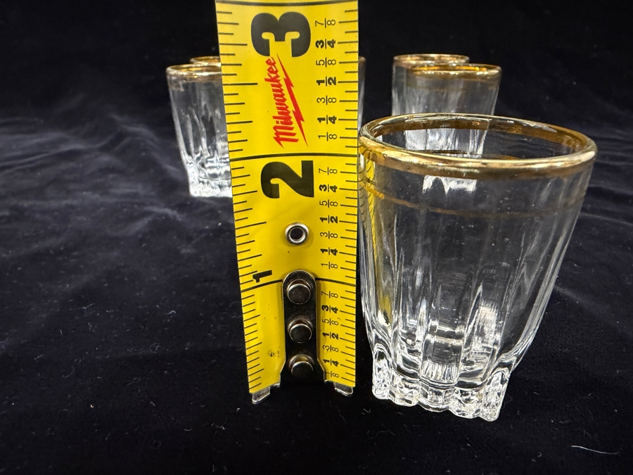 Vintage Federal Glass Park Avenue Gold Rim Whisky Glasses Or Shot Glasses 2'H [Photo 8]