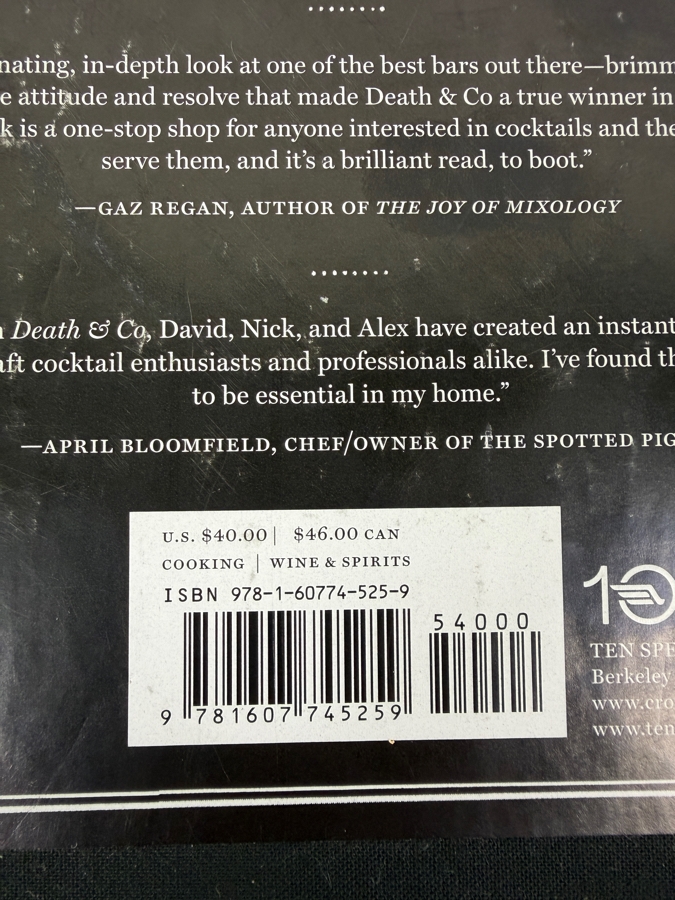 First Edition Hardcover Book Death & Co - Modern Classic Cocktails Retails $40 (HA) [Photo 7]