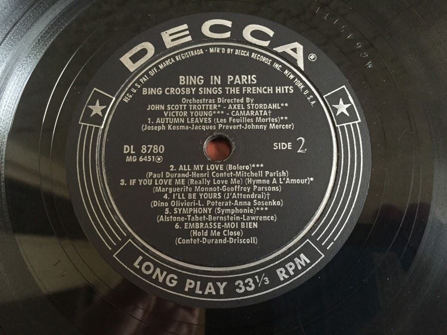 Bing Crosby ‎- Bing In Paris - Decca ‎- DL 8780 [Photo 6]